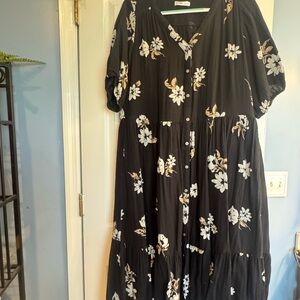 Sonoma Black Maxi Dress with White & Cream Floral Print